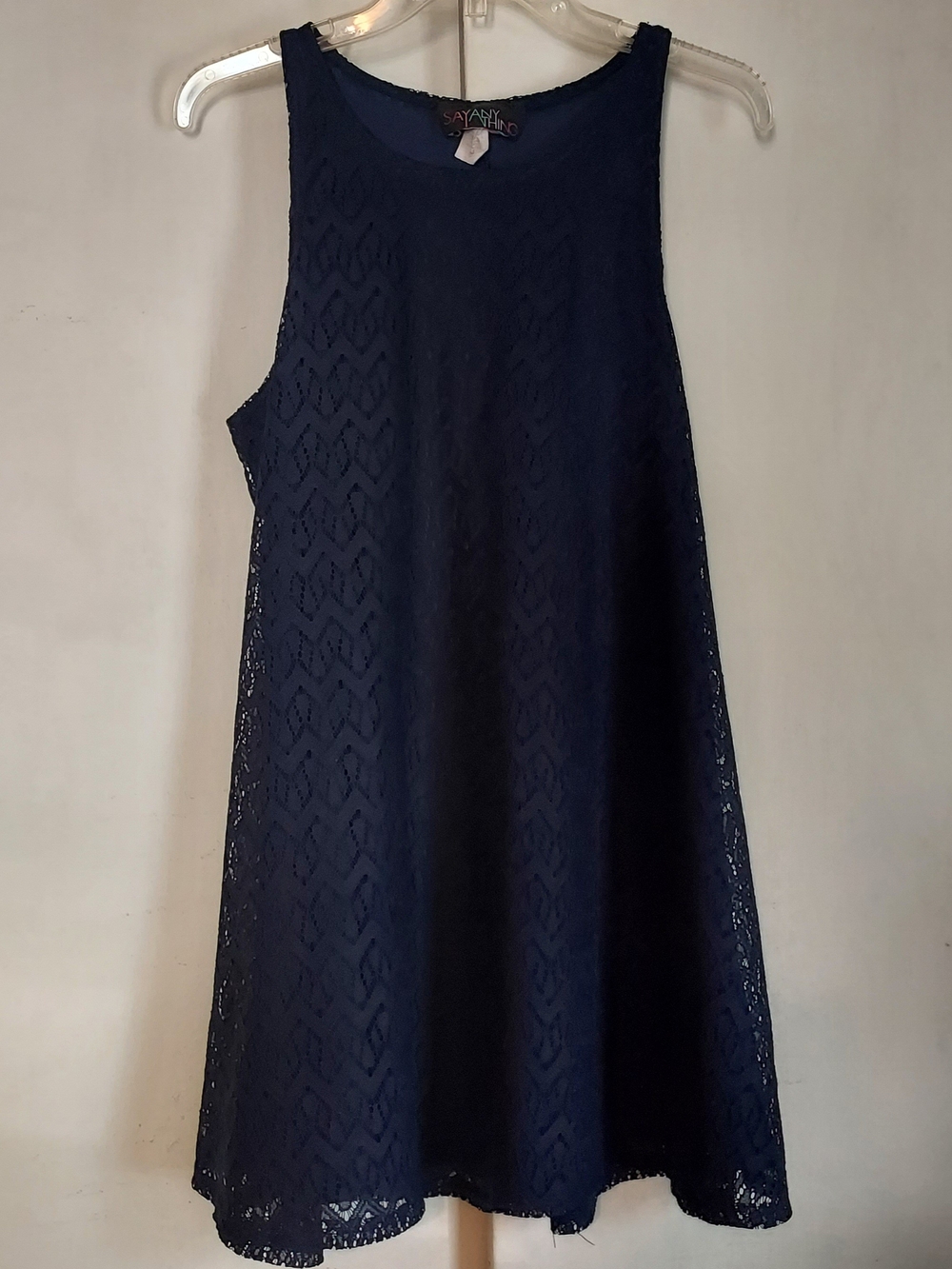 Say Anything Xl Navy Lace A-Line Sleeveless Dress